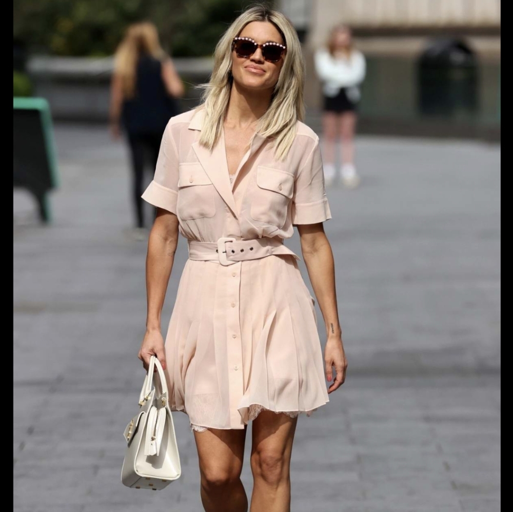 Reiss Blush Belted Mini Dress